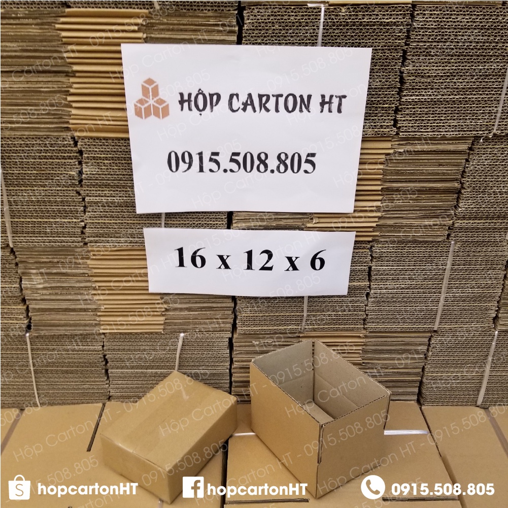 16x12x6 Combo 100 Hộp Carton Đóng Hàng Thùng Giấy Đóng COD Dùng Đóng Mỹ Phẩm, Phụ Kiện Nhỏ Dày Dặn