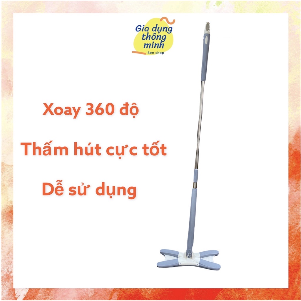 Chổi lau nhà chữ X xoay 360 độ - Cây lau sàn thông minh tự vắt siêu thấm hút - Avita