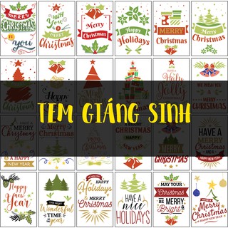 [Hàng chính hãng NIBO] 90 Tem Merry Christmas trang trí chai nhựa dịp giáng sinh, noel