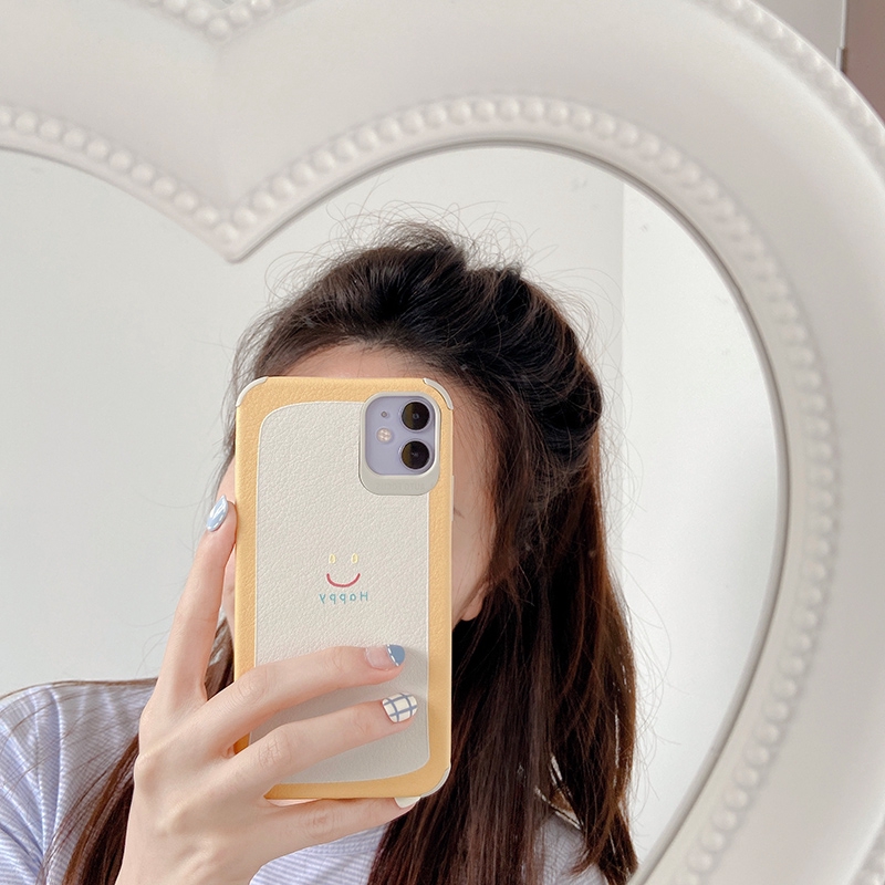 Ốp lưng iphone da Auto Focus 4 góc Mặt cười happy 6splus/7/7plus/8/8plus/x/xr/xs/11/12/pro/max/plus/promax - Awifi U1-6 | BigBuy360 - bigbuy360.vn