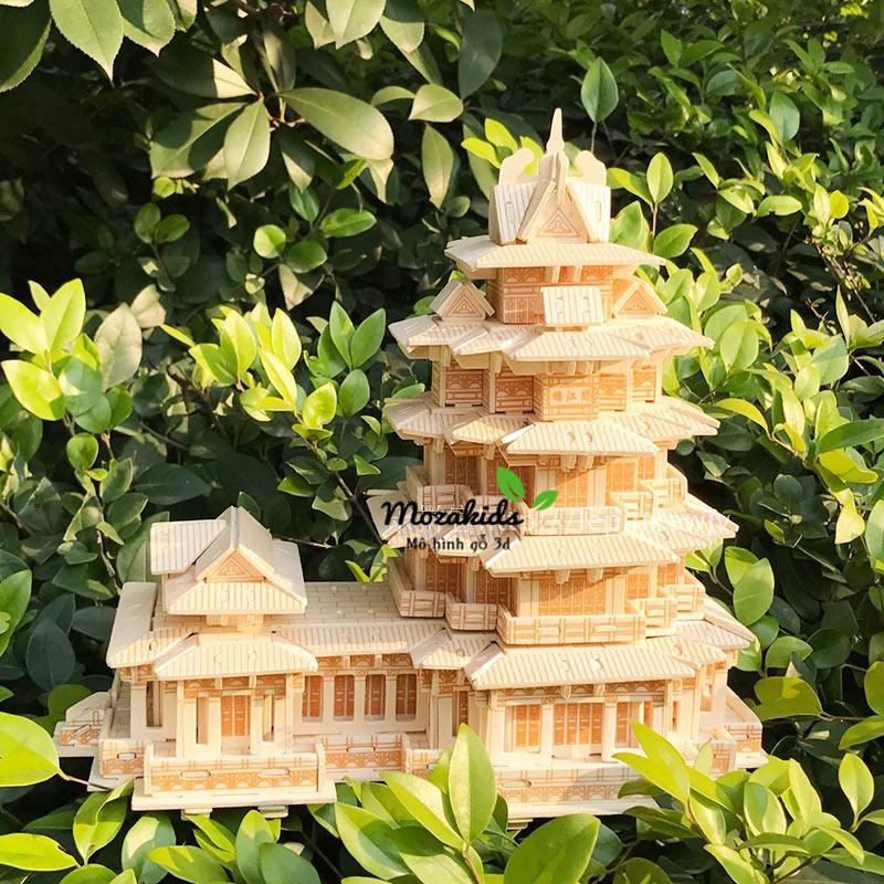 Đồ chơi lắp ráp gỗ 3D Mô hình tháp Yuejiang Tower - Tặng kèm đèn LED USB trang trí