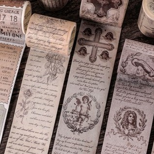 Cuộn Băng Keo Giấy Washi Họa Tiết Bảng Chữ Cái Phong Cách Vintage Trang Trí Sổ Tay/ Đồ Thủ Công Diy