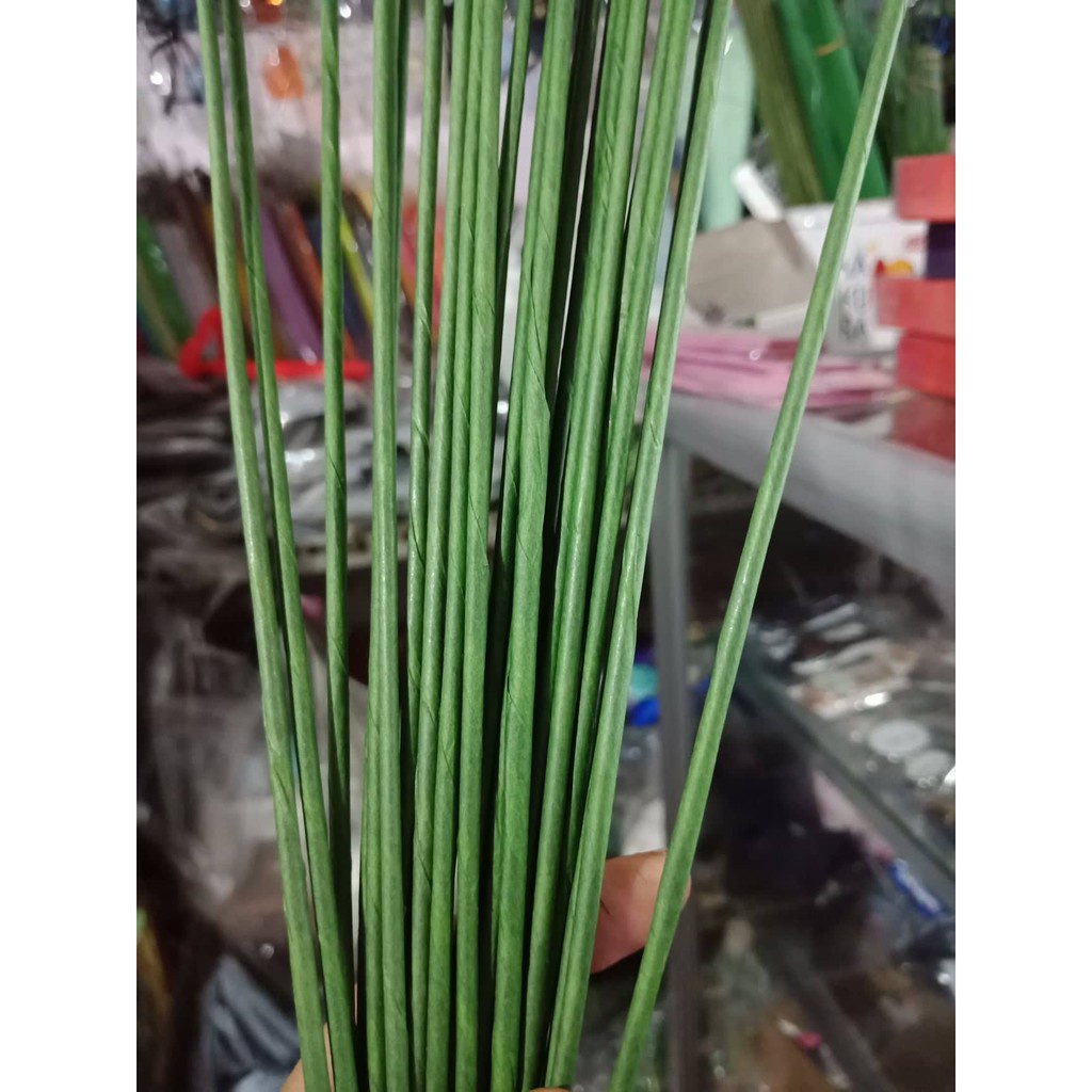 Cành kẽm làm hoa giả, bọc nhựa  cắm thân hoa hồng sáp, giấy nhún phụ kiện handmade Pinky shop mã CKLH1