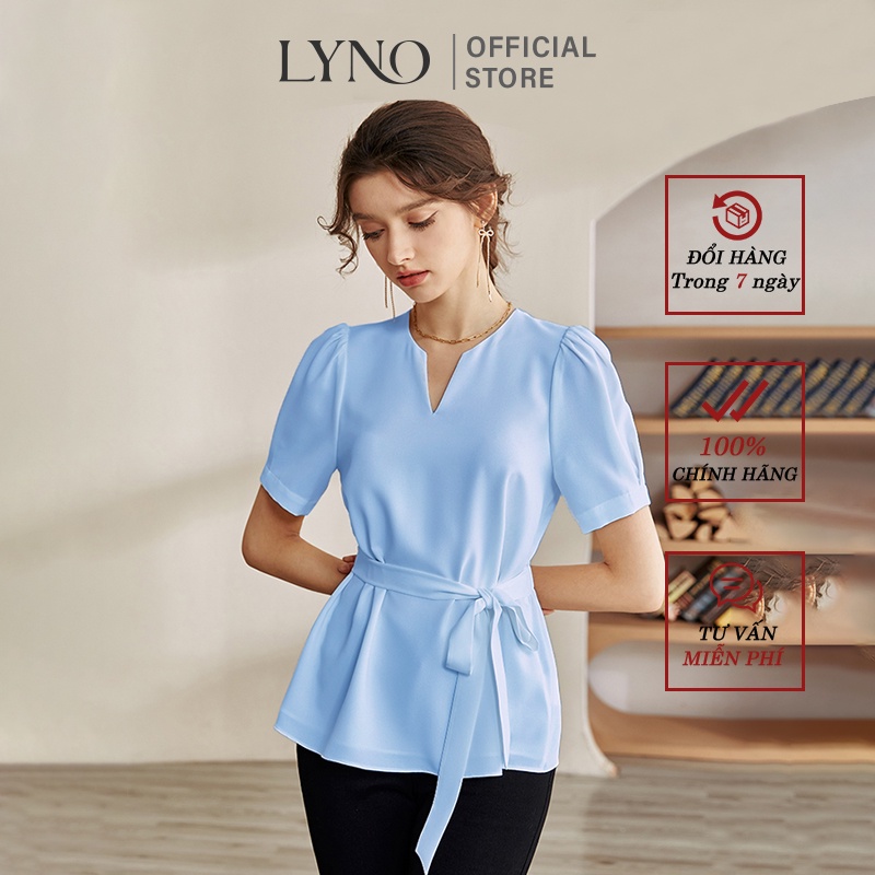 Áo kiểu tay ngắn thắt eo LYNO AB0266