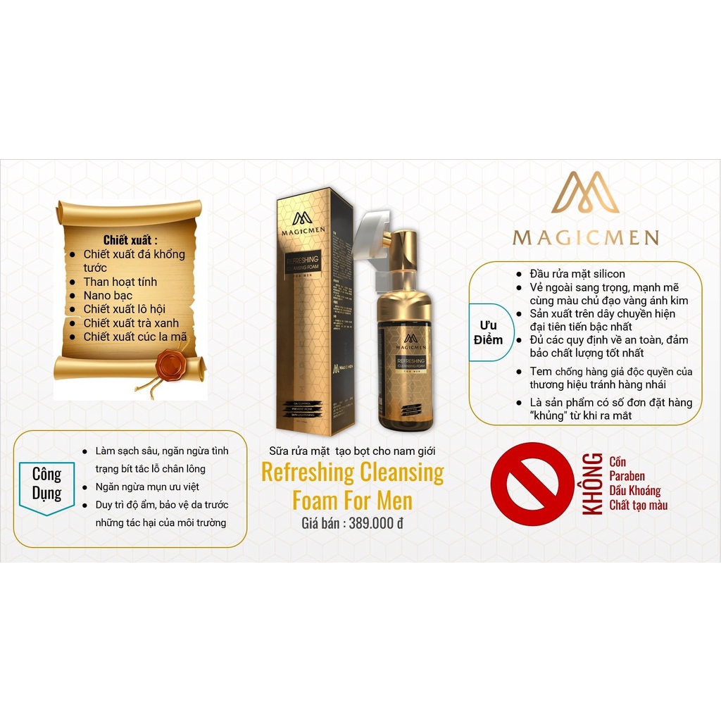 Sửa rửa mặt nam ngừa mụn sáng da Magic Skin