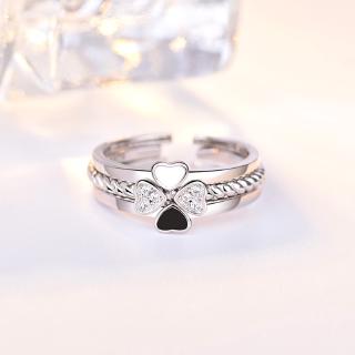 Nhẫn Hở Ba Trong Một Hình Cỏ Bốn Lá Mạ Bạc 925 Có Thể Tháo Rời Ba Trong Một Cho Nữ