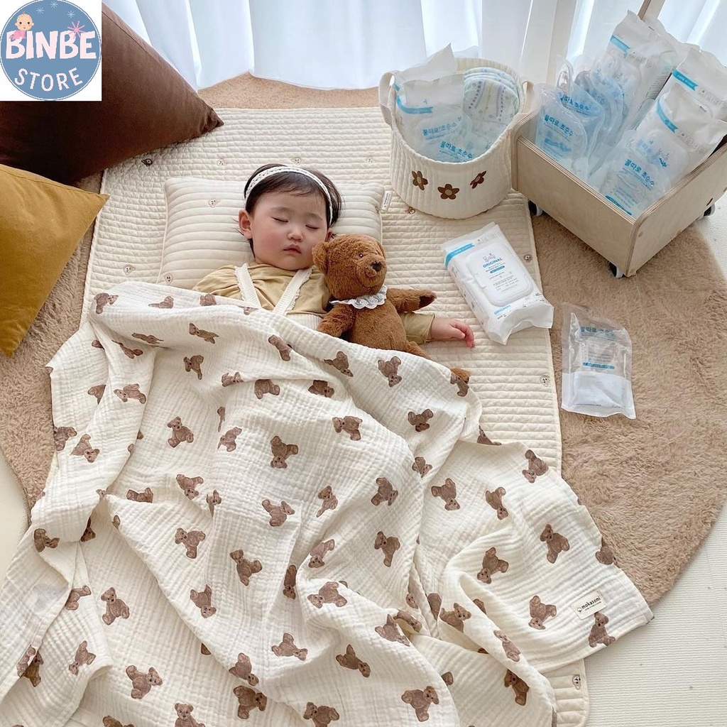 Chăn cho bé, Chăn cho bé sơ sinh 100% cotton, chất liệu mềm mại phong cách Hàn Quốc