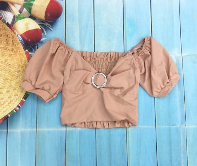 Áo croptop phối khoen có nhún lưng (hình thật chụp riêng áo)