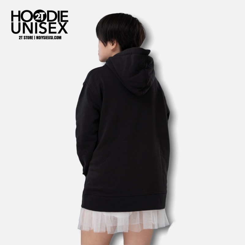 Áo hoodie unisex 2T Store H01 màu đen - Áo khoác nỉ chui đầu nón 2 lớp dày dặn đẹp chất lượng