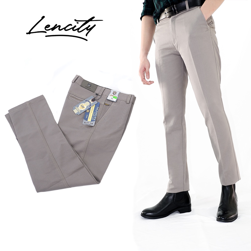 Quần Kaki Nam LENCITY Dáng Âu Đẹp Màu Xám Tro Cao Cấp Siêu Nhẹ Phong Cách Công Sở BIG SIZE, Slimfit Pants 9007LTC2