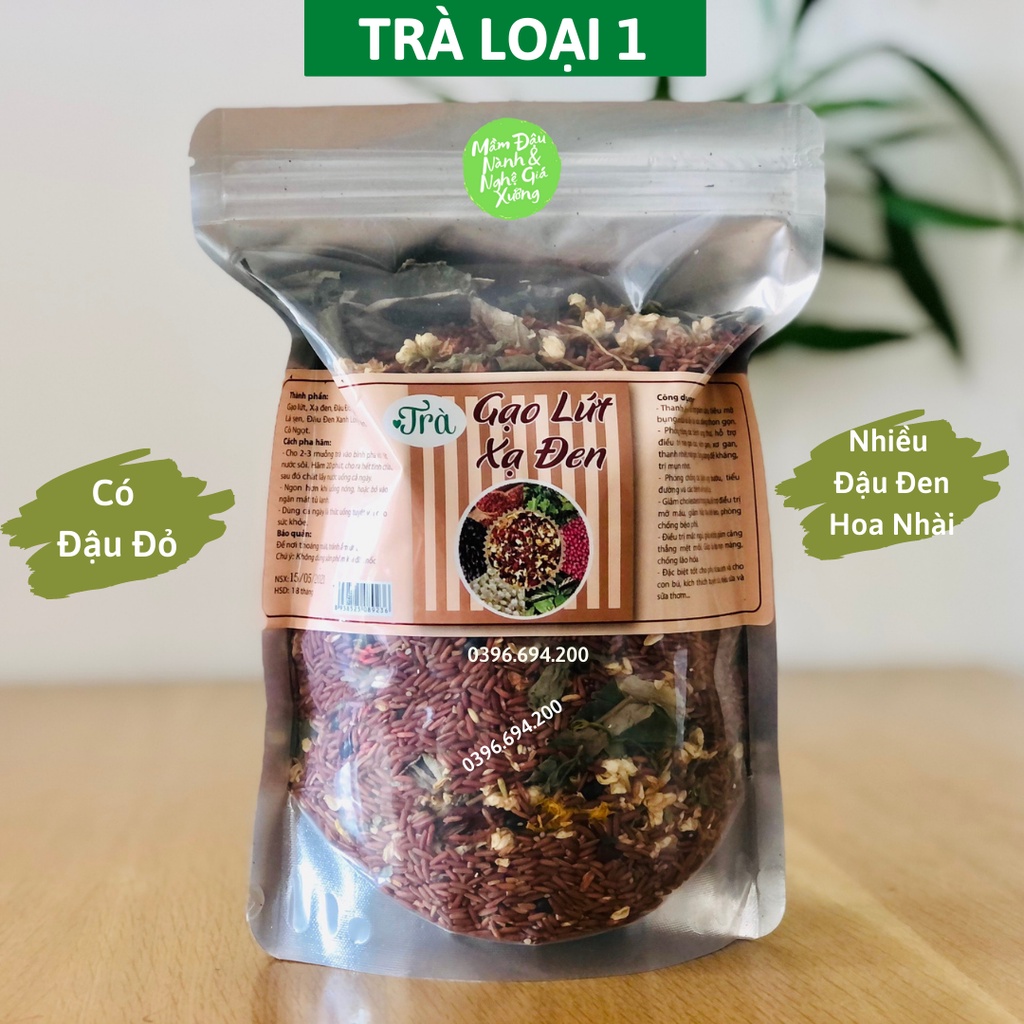 1Kg Trà gạo lứt xạ đen, đậu đen, đậu đỏ, hoa nhài, lá sen hỗ trợ giảm cân