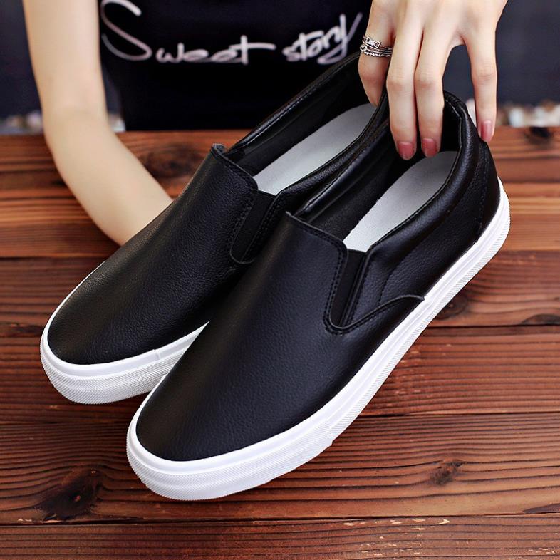 Slip on da nam nữ - Giày lười da nam nữ - Da PU màu trắng và đen - Hàng fullbox, fulltag - Mã SP A568/B257 .