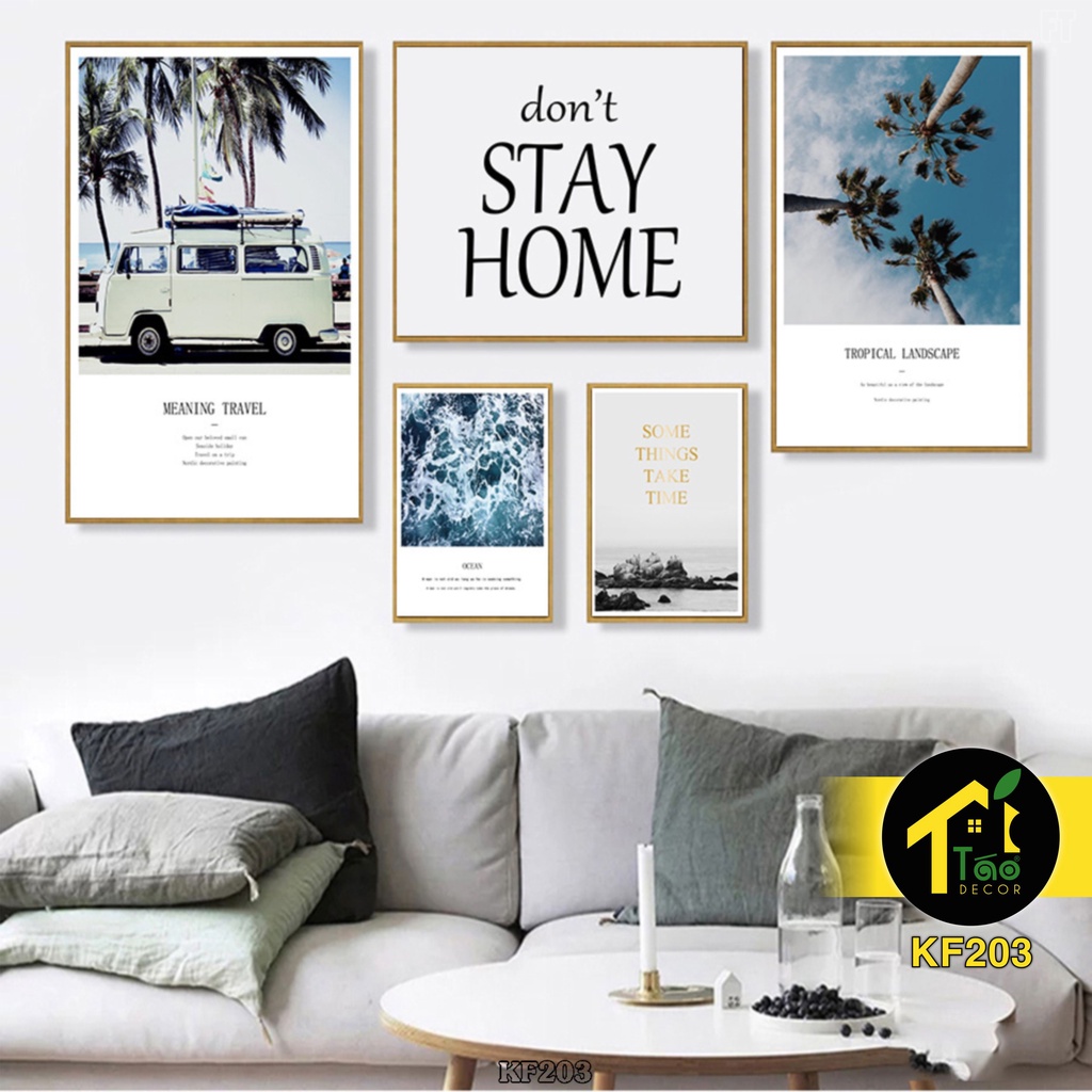 Bộ 5 Tranh Treo Tường Decor, Tranh Dán Tường Khổ Lớn, Có Sẵn Keo 2 Mặt, Tranh Treo Tường Canvas, Sticker, Táo Decor