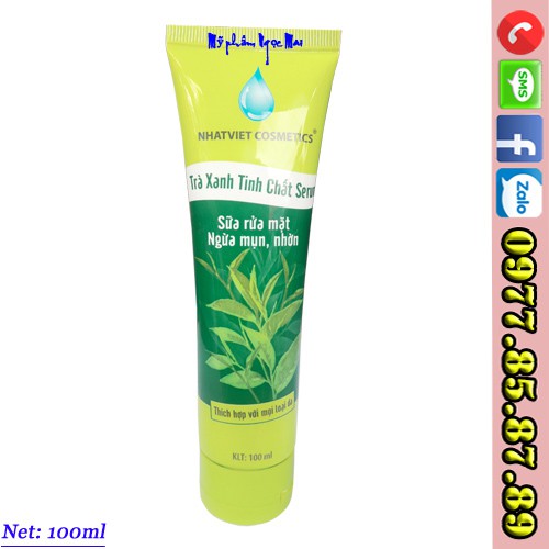 Sữa rửa mặt ngừa mụn, sạch nhờn trà xanh tinh chất Serum NHẬT VIỆT COSMETICS