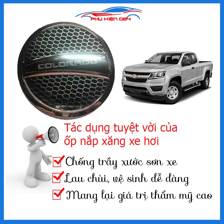 Ốp nắp xăng bình Colorado 2016-2017-2018-2019-2020 mạ crom chống trầy trang trí ô tô