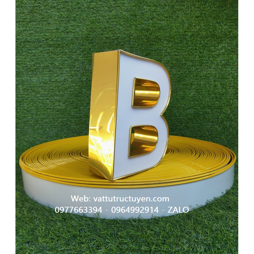 Nhôm uốn chân chữ vàng gương 4cm 6cm 1 gờ