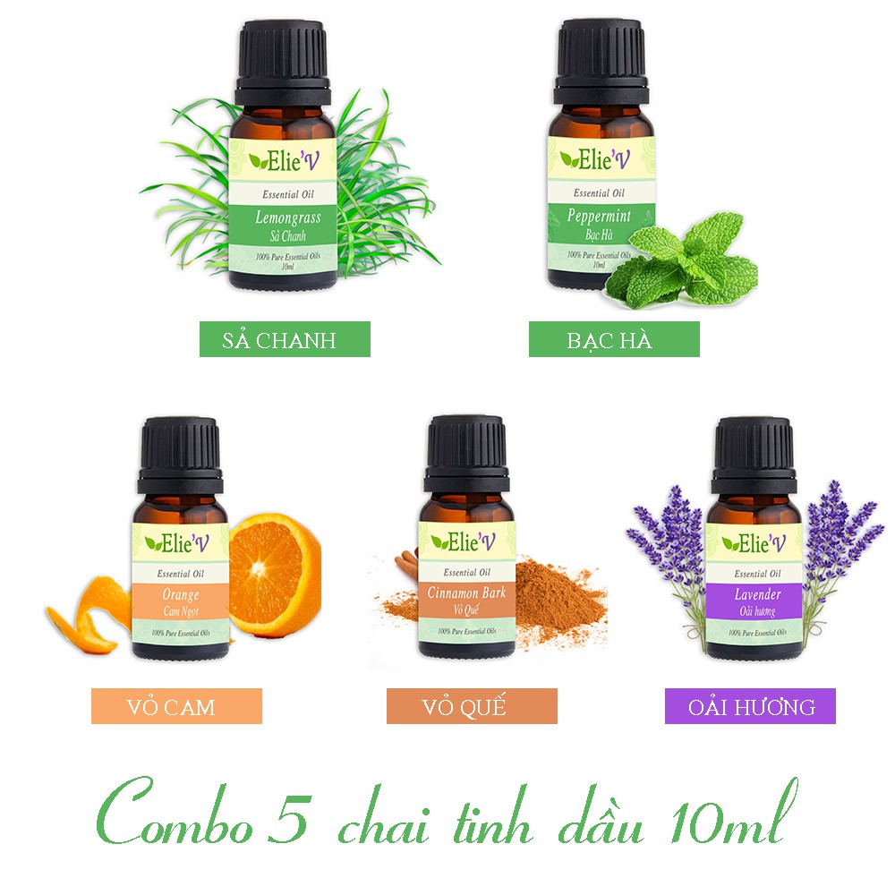 Combo 5 chai tinh dầu xông phòng nguyên chất 10ml