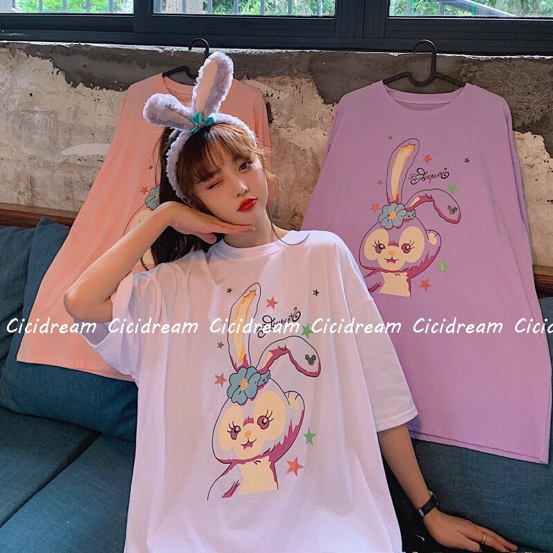 Áo Thun form thụng tay lỡ Unisex thỏ tai dài, áo thun tay lỡ Ulzzang thời trang hothit