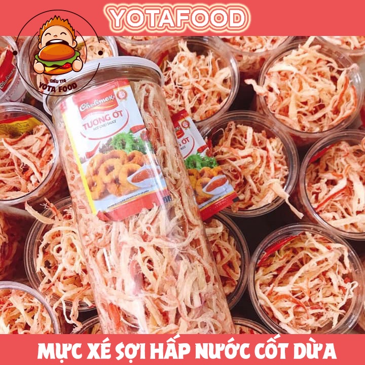 Khô Mực Hấp Nước Dừa Xé Cay Loại Ngon - 300Gr | Yota Food HCM - Đồ Ăn Vặt