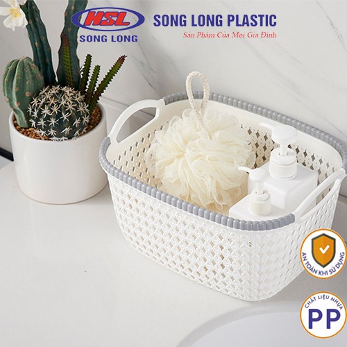 Giỏ nhựa đựng đồ Song LongPlastic hình chữ nhật 2 quai cầm -màu ngẫu nhiên ( 2781-2782-2783-2784)