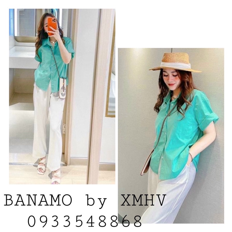 [Mã FAMARAL2 giảm 10K đơn 50K] Set bộ đồ nữ áo xanh quần trắng siêu xinh thời trang BANAMO FASHION 193 (có bán rời)