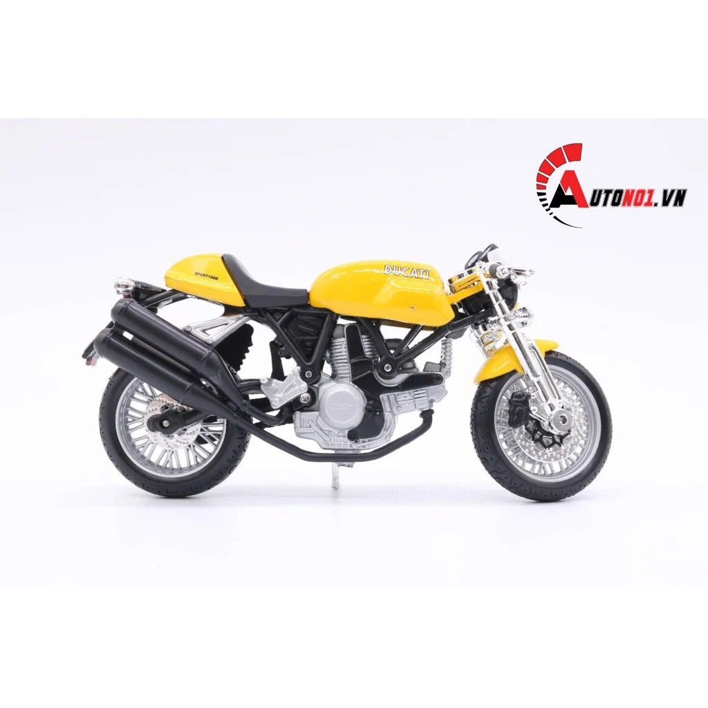 MÔ HÌNH XE MÔ TÔ DUCATI SPORT 1000 YELLOW 1:18 MAISTO 1812