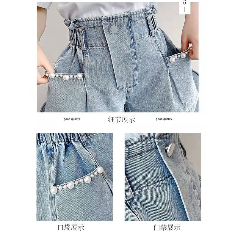 Quần Short Denim Mỏng Thời Trang Mùa Hè Mới 2022 Cho Bé Gái