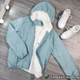 Áo gió nữ lót lông cừu siêu phẩm chống nước mùa lạnh