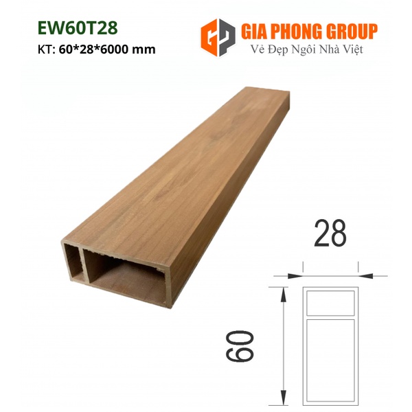 1 Mét Dài Thanh LAM GỖ NHỰA NGOÀI TRỜI GP60T28 – LAM GỖ NHỰA
