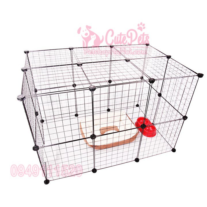 [Tặng 2 chốt] Tấm ghép chuồng kim loại phủ sơn tĩnh điện 35x35cm - CutePets Phụ kiện chó mèo Pet shop Hà Nội