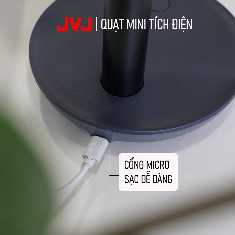 Quạt tích điện mini để bàn JVJ N9FAN STAND để bàn 4 chế độ có các chức năng cải tiến, tiếng êm, để bàn học, bàn làm việc