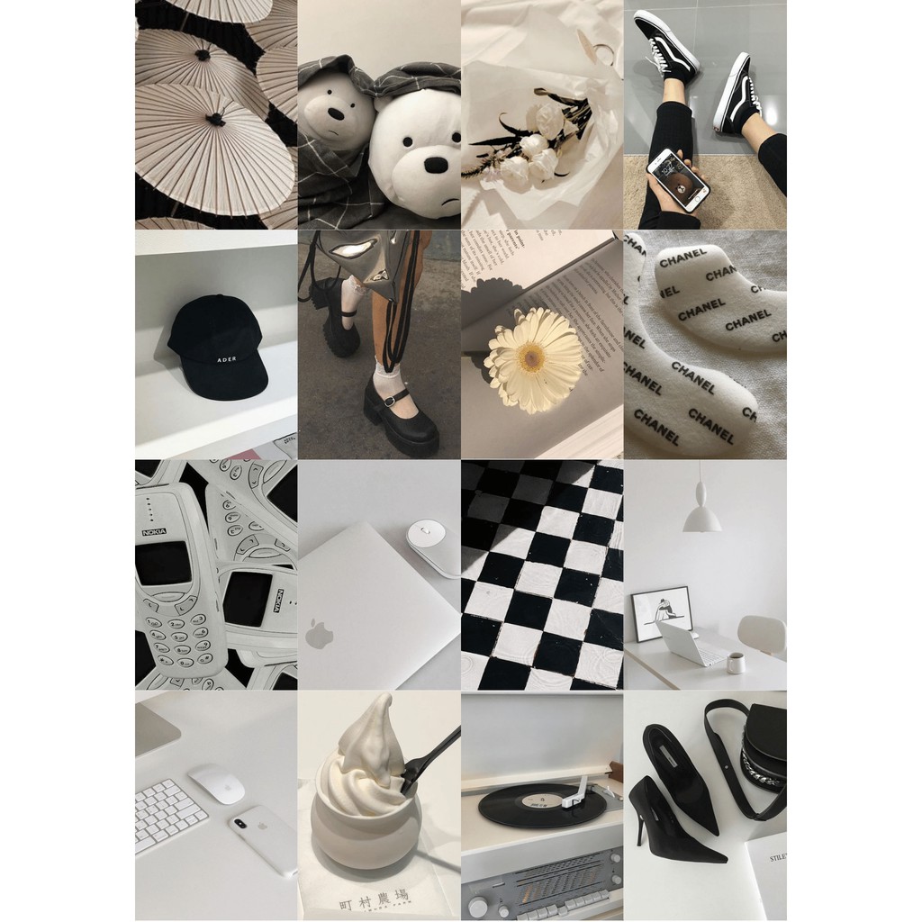 12 tấm Wall Collage keo sẵng dán tường trang trí phòng ngủ - theme BLACK WHITE