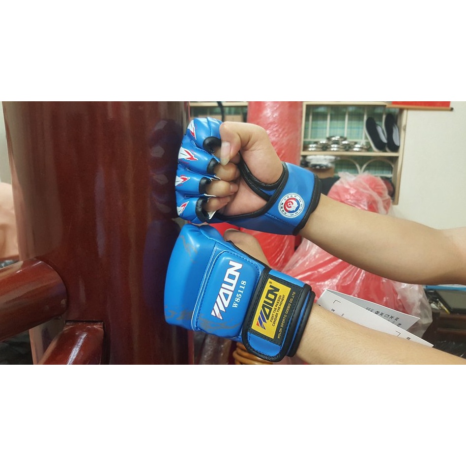 Găng Tay MMA Wolon Cao Cấp - Bộ Đôi Găng Tay Đấm Bốc Tập Boxing Đấm Bốc Bọc Da PU