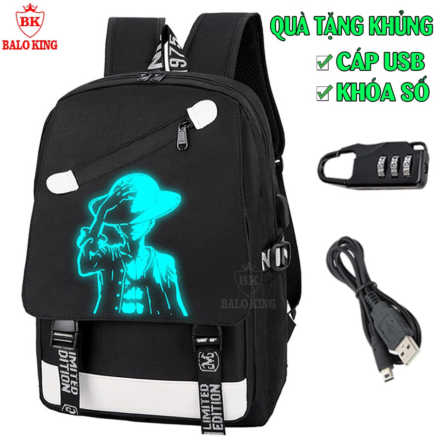 Balo nam nữ đi học thời trang phát sáng ban đêm Baloking cá tính - TẶNG cáp sạc USB + Khóa số xịn - Cặp đi học HOT 2021