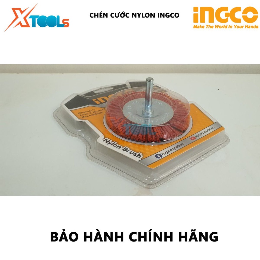 Bánh cước nylon INGCO Chén cước nylon 75-100mm, Đường kính dây 1,3-1,5mm, đường kính cốt 6.3mm đánh bóng làm mềm, mịn, n