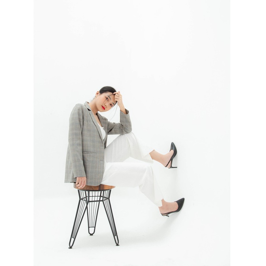 Áo vest nữ blazer KHÀN họa tiết caro xám kẻ vàng áo khoác công sở tay dài 1 lớp phong cách Hàn Quốc | BigBuy360 - bigbuy360.vn