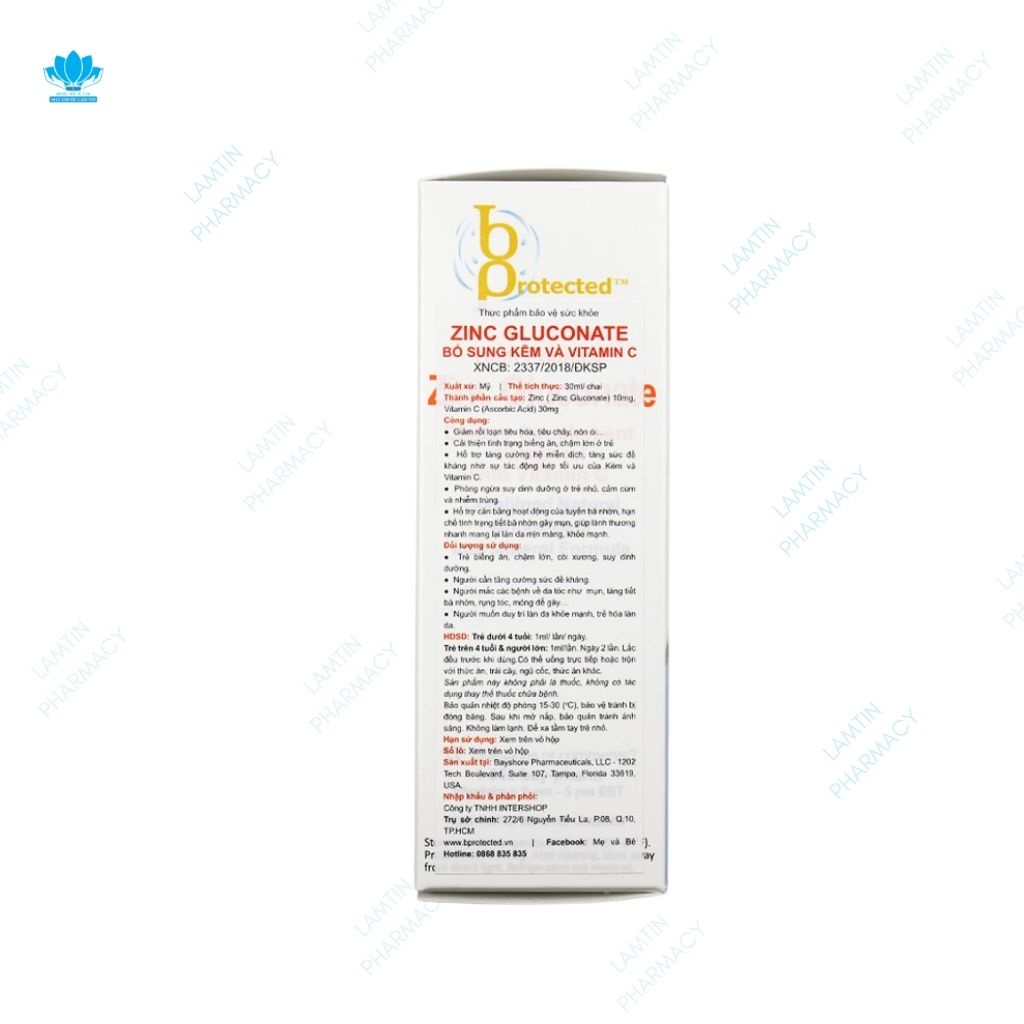 Zinc Gluconate  Kẽm Cho Bé Giúp Cải Thiện Biếng Ăn &amp; Tăng Sức Đề Kháng Hàng Chính Hãng ( lọ 30ml )