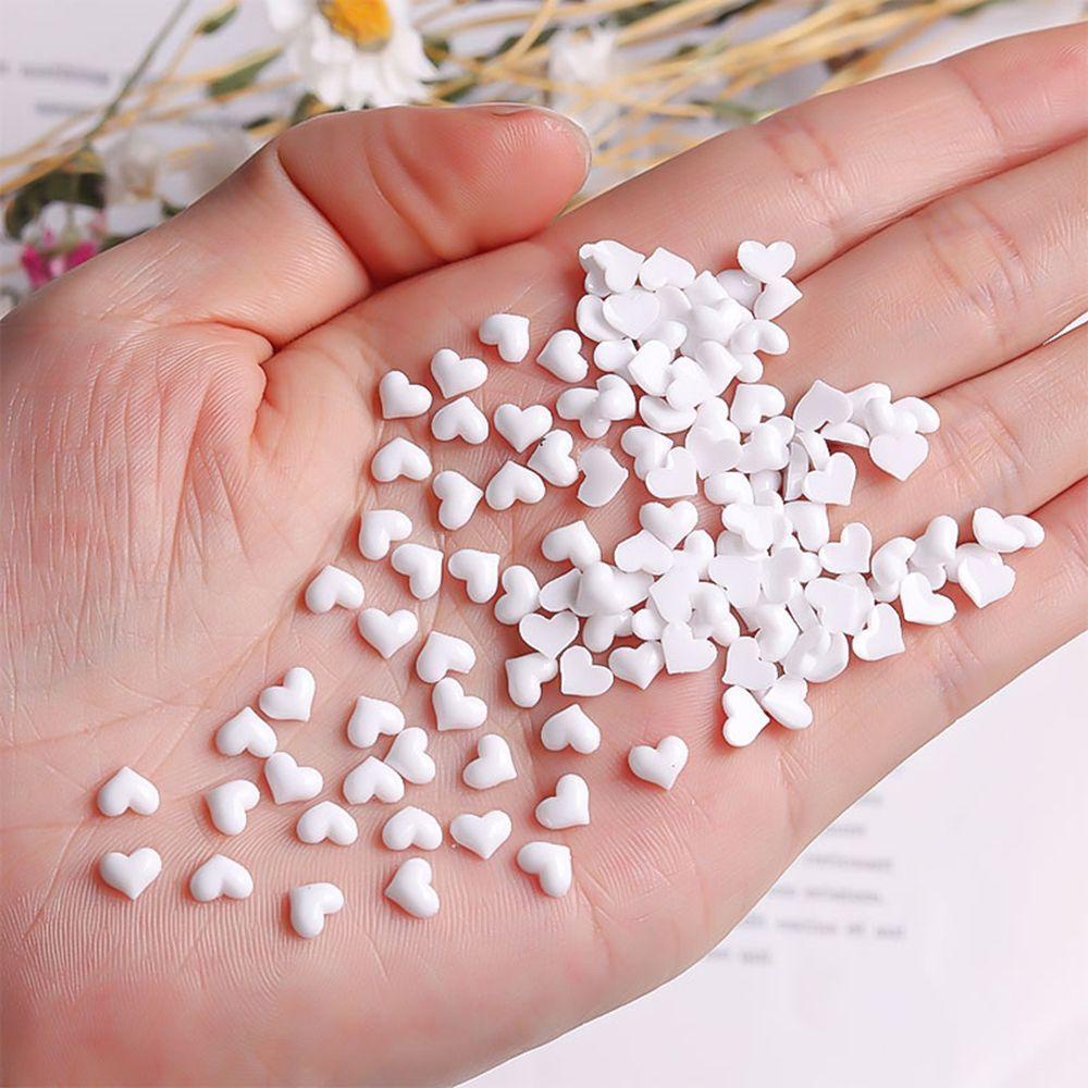 OCEANMAP Phụ Kiện Trang Trí Móng Tay Hình Trái Tim Màu Trắng Thời Trang DIY