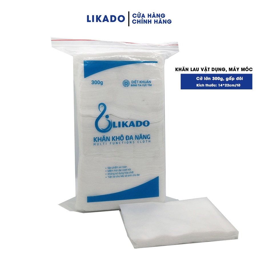 Khăn khô đa năng Likado cho bé 300g kích thước (15x20cm)(1 gói)