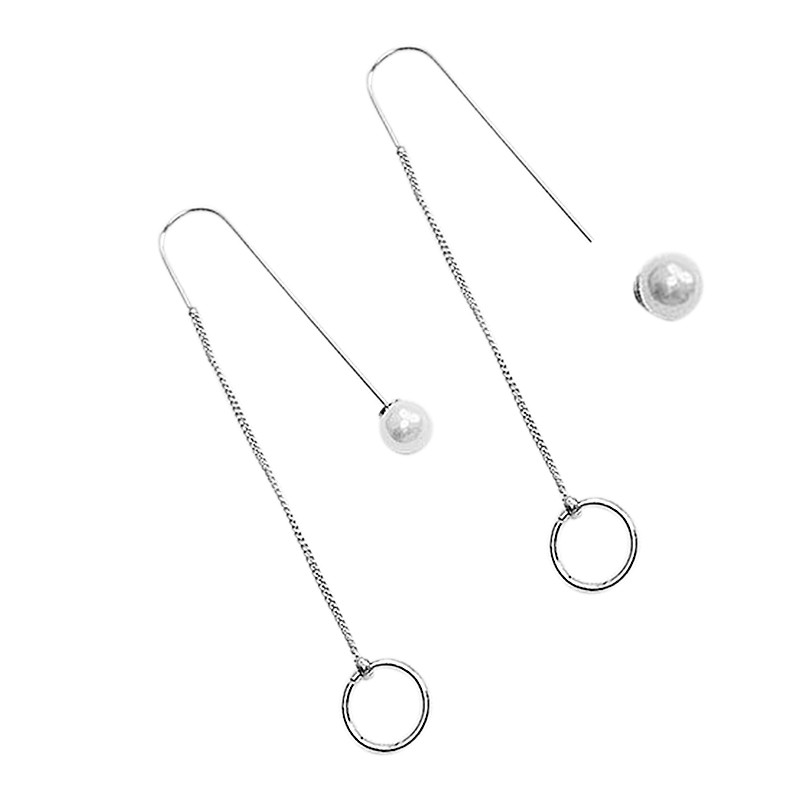 Bông tai hợp kim dài đính ngọc trai giả phong cách retro