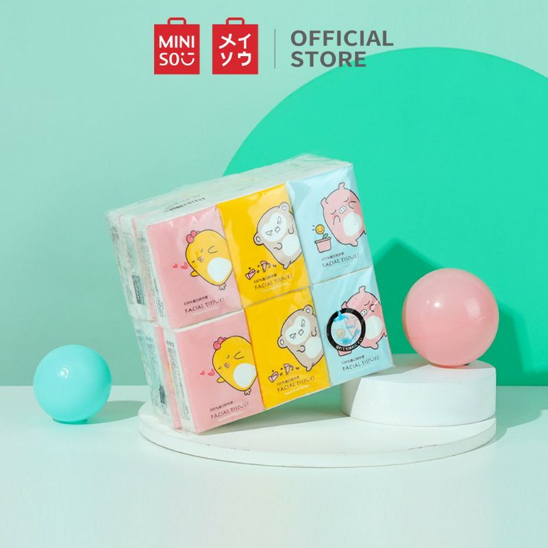 Khăn giấy lụa Miniso bỏ túi Z- cartoon 18 gói - Hàng Chính hãng