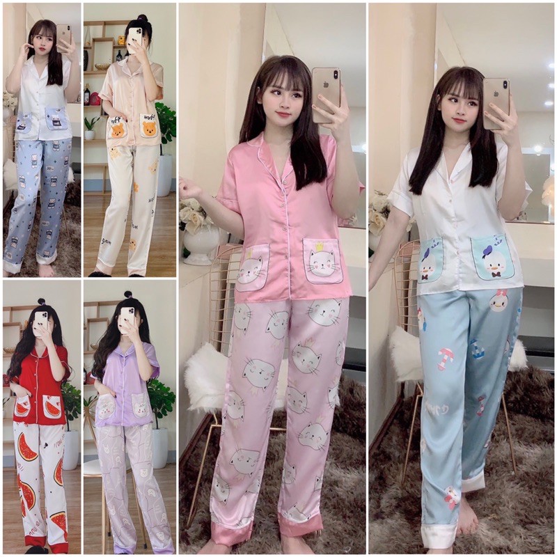 Bộ Pijama Tay Ngắn Hai Túi Thiết Kế