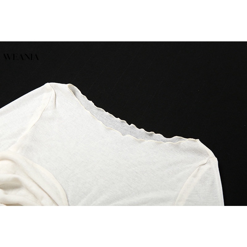 Áo Thun Croptop Tay Dài Thiết Kế Xếp Ly Thời Trang Quyến Rũ