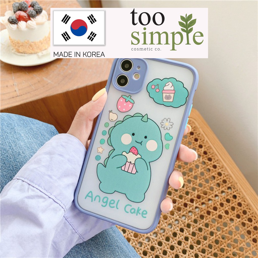 Ốp lưng iphone Cute Dino nhám viền nổi cong 5/5s/6/6plus/6s/6splus/7/7plus/8/8plus/x/xr/xs/11/12/pro/max/plus/promax