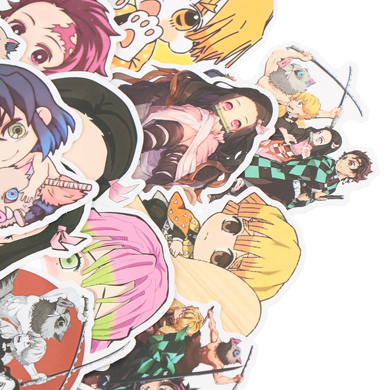 Bộ 50 Miếng Dán Pvc Chống Thấm Nước Hình Anime Demon Slayer Trang Trí Laptop