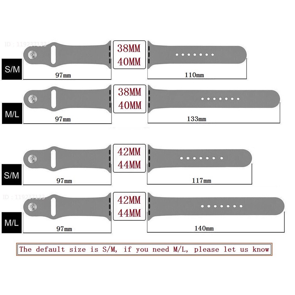 Dây Đeo Silicon Mềm Cho Đồng Hồ Thông Minh size mặt 38mm 42mm 40mm 44mm