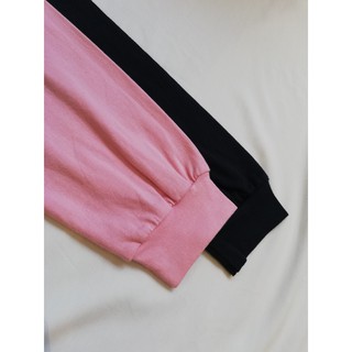 Áo croptop tay dài trơn basic đen hồng Kyubi LND