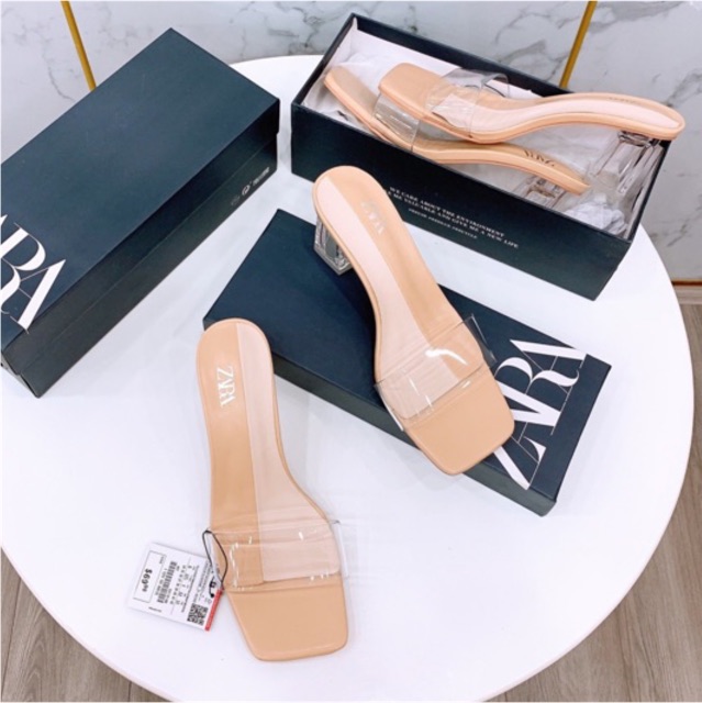 Guốc nữ Za.ra gót vuông 7p quai mica hot (chat trước khi đặt ạ)