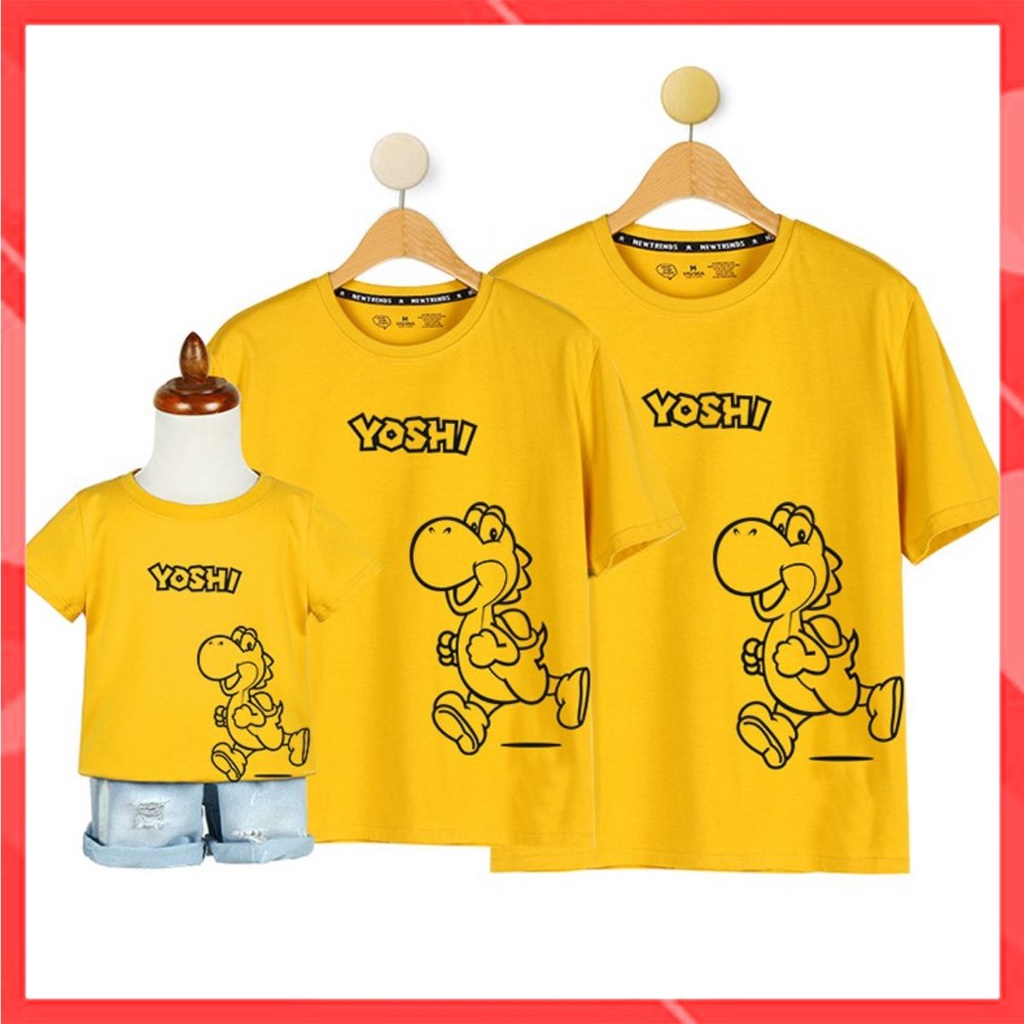 Áo gia đình Familylove - Mẫu Áo gia đình Cậu Bé YOSHI in góc dễ thương chất Cotton 100% mát