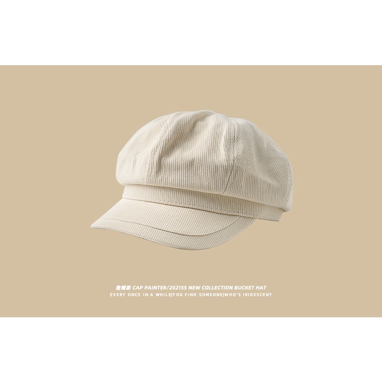 Mũ Beret Vải Kaki Màu Trơn Phong Cách Nhật Bản Dễ Phối Đồ Thời Trang Mùa Hè Cho Nam Và Nữ